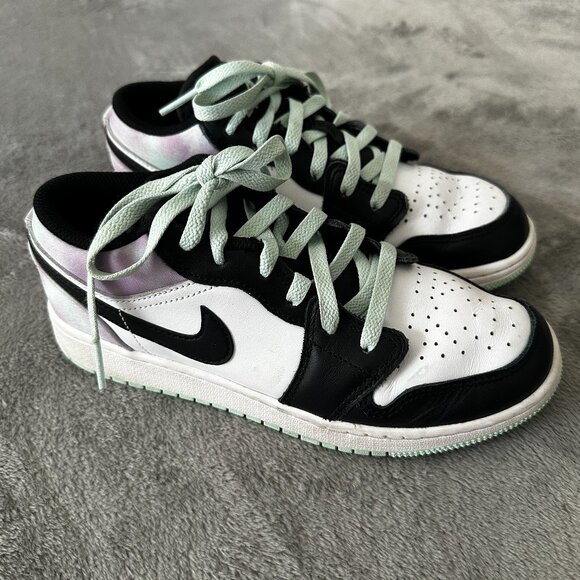Air Jordan 1 Low SE Tie Dye White Mint Foam Shoes Sneakers Youth 4.5 DQ2514-100